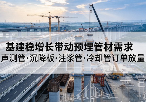 江山基建稳增长带动预埋监测管材需求，声测管、沉降板、注浆管订单持续放量